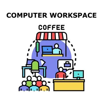 Remote computer workspace with online coffee break イラスト素材