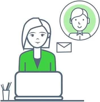 Remote comunication program for computer. Distance chatting, internet video call Illustrazione stock