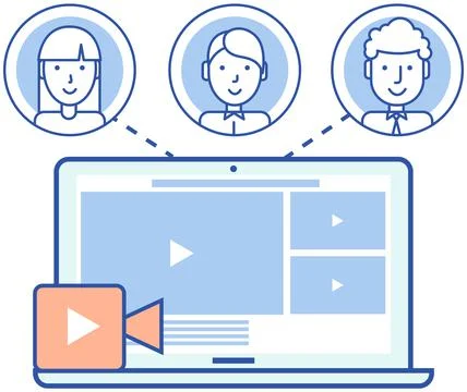 Remote comunication program for computer. Distance chatting, internet video call Stock Illustration