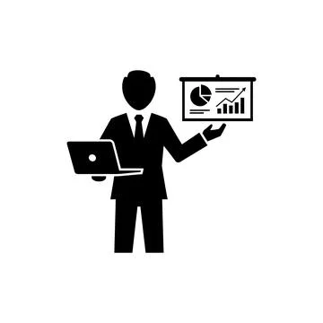 Remote Consultant with Laptop Presentation Icon Stock Illustration