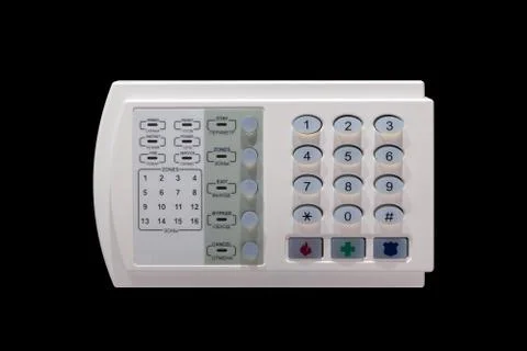 Remote control of the alarm security system with buttons and indicators Stock Photos