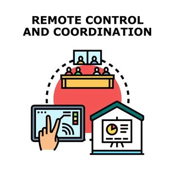 Remote control and coordination concept for business activity Stock Illustration