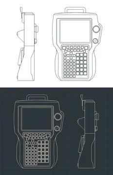Remote control for automated plant lines blueprints Stock Illustration