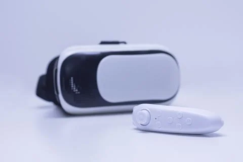Remote control in the background of glasses for virtual reality and 360-degre Stock Photos