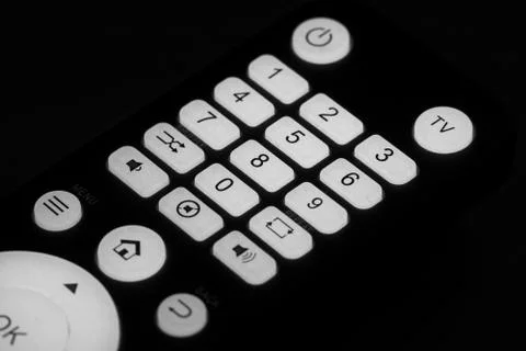 Remote control with backlight in monochrome Foto stock