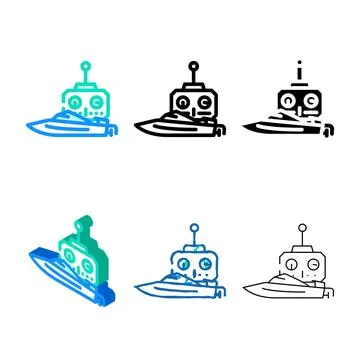 Remote control boat racing color icon simplified vector Stock Illustration