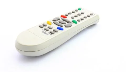 Remote control for cable tv set on white background Stock Photos