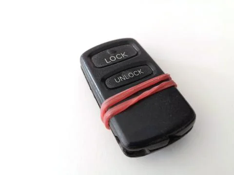 The remote control of car, gate, garrage is broken, doesn't work, is strapped 스톡 사진
