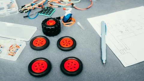Remote control car model construction components Foto stock