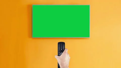 Remote Control on Chroma Key Green Screen Open and Shut Down TV Stock-Footage 154918539