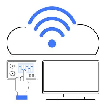 Remote Control of Cloud Computing Services Using Interactive Interface and .. Stock Illustration