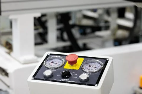 Remote control console of manufacturing equipment Stock Photos