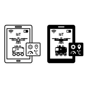 Remote Control Dashboard Icons. Line and Glyph Vector Illustrations. Interf.. Stock Illustration