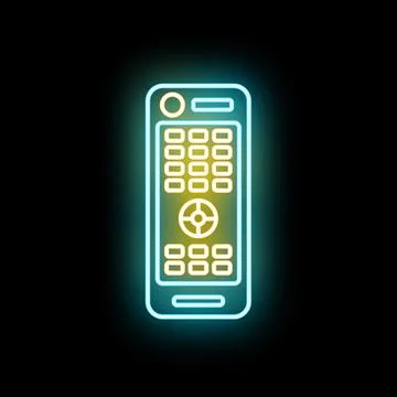 Remote control device glowing neon light icon Illustrazione stock