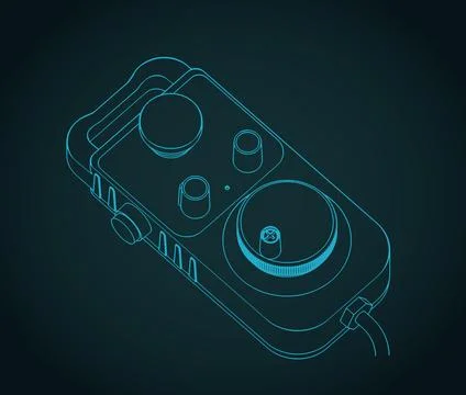 Remote control device for industrial machinery isometric blueprint Stock Illustration