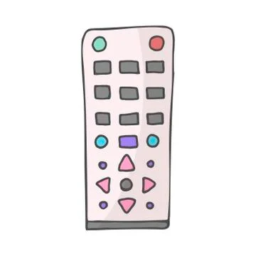 Remote control doodle. Vector color illustration isolated on white background. Stock Illustration