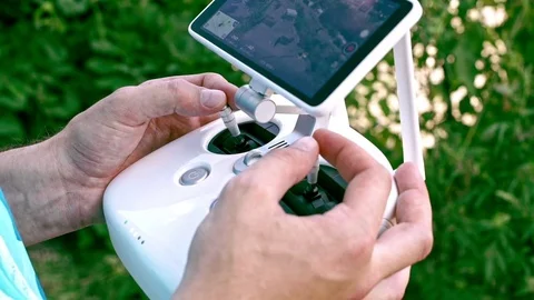 Remote control drone. Aerial shooting from flying drone Stock Footage 78416484