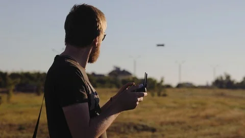 Remote control for the drone Stock Footage 92097196