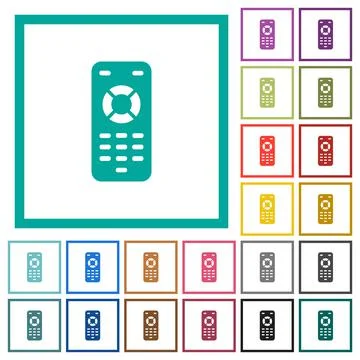 Remote control flat color icons with quadrant frames Stock Illustration