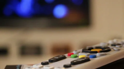 Remote Control In Front of TV Stock Footage 50941128