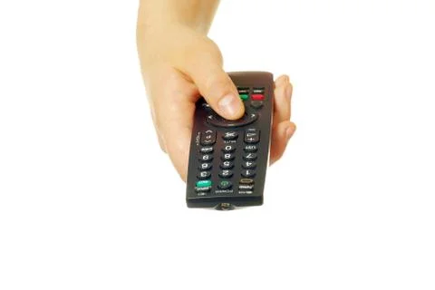 Remote control in hand Foto stock