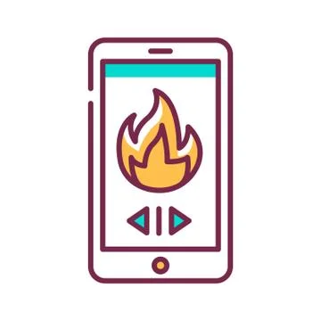 Remote control of heating in the house color line icon. Home Electronics. Hea Stock Illustration