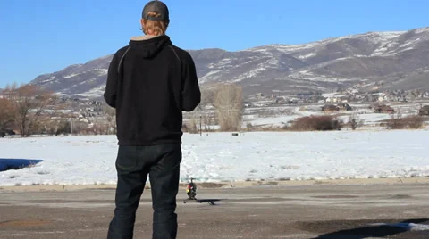 Remote control helicopter takes off. Stock Footage 34335598