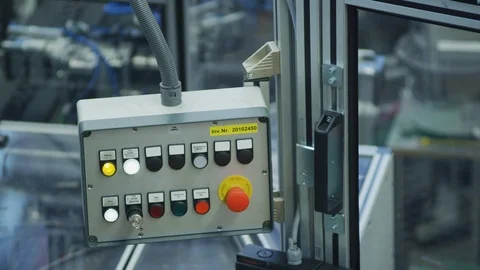 Remote Control in High Tech Production Plant - Computerized Manufacturing Stock Footage 98709142