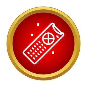 Remote control icon displayed within a circular red badge Stock Illustration