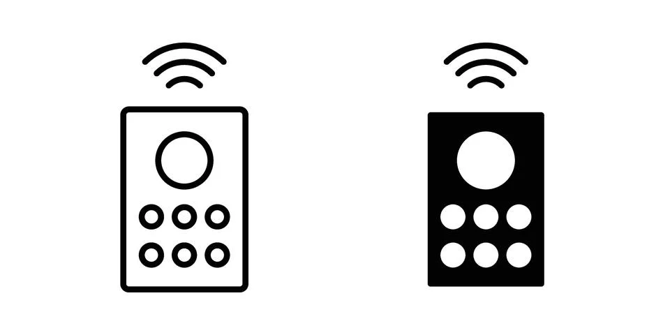 Remote control icon linear versions pack on white background Illustrazione stock