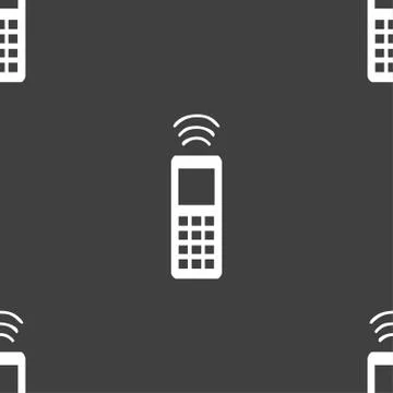 The remote control icon sign. Seamless pattern on a gray background. Vector Stock Illustration
