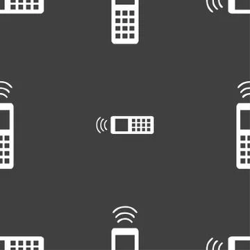 The remote control icon sign. Seamless pattern on a gray background. Vector Stock Illustration