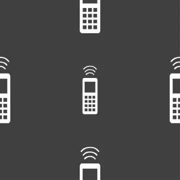 The remote control icon sign. Seamless pattern on a gray background. Vector Stock Illustration