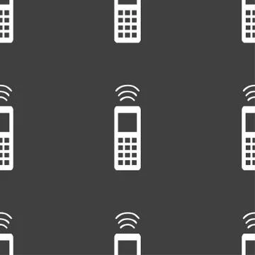 The remote control icon sign. Seamless pattern on a gray background. Stock Illustration