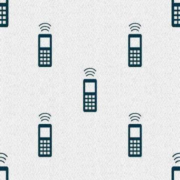 The remote control icon sign. Seamless pattern with geometric texture. 스톡 일러스트