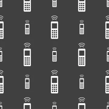 The remote control icon sign. Seamless pattern on a gray background. 스톡 일러스트
