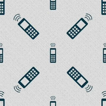 The remote control icon sign. Seamless pattern with geometric texture. Stock Illustration