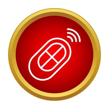 Remote control icon with signal waves on a red button Illustrazione stock