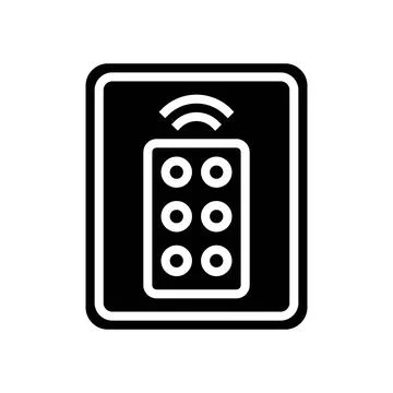 Remote control label product caution glyph icon vector illustration Illustrazione stock