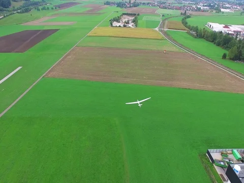 Remote control model plane flying, aerial view, RC Stockbeeldmateriaal 74162852