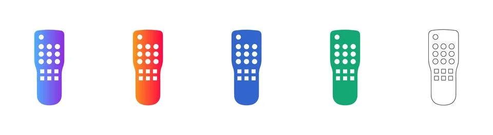 Remote Control Multimedia Icons Collection Illustrazione stock