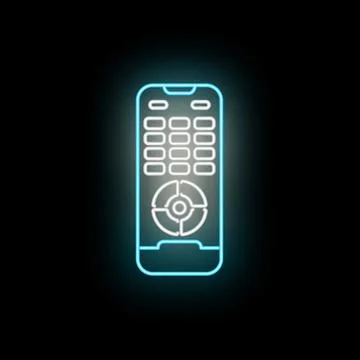 Remote control outline glowing with neon light イラスト素材