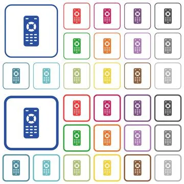 Remote control outlined flat color icons Stock Illustration