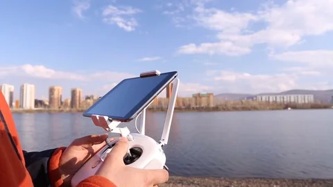 Remote control quadrocopter. Drone. 스톡 동영상 70953386