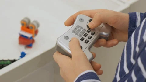 Remote control robot machine. Cybernetic system today. Modern Robotic Stock Footage 107255657