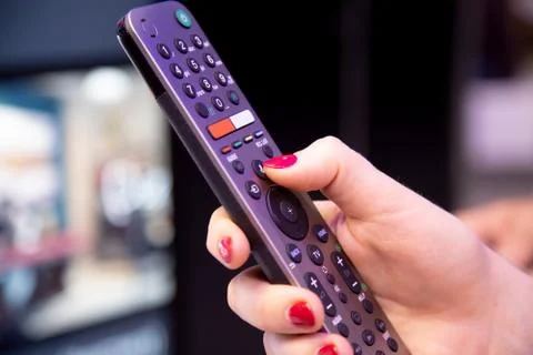 Remote control for satellite receiver box smart tv hd with microphone and voi Stock Photos