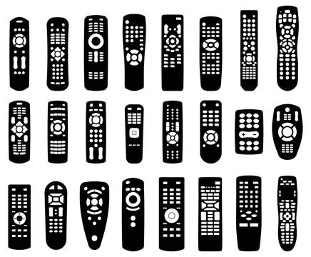 Remote Control Silhouette, Tv Remote Icons isolated on white background Stock Illustration