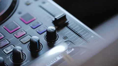 Remote control sound with buttons, knobs, levels for a music DJ at a public 스톡 동영상 57771786