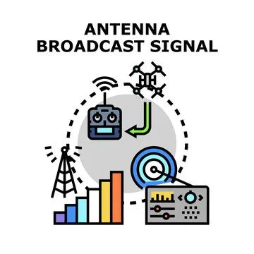 Remote control transmitting signal for broadcast technology Stock Illustration