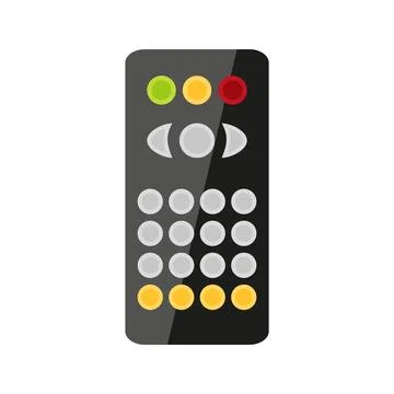 Remote control tv dvd push button black flat Stock Illustration